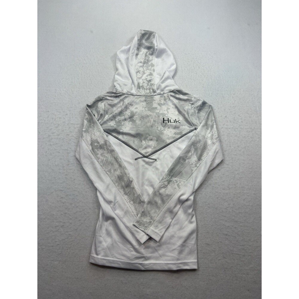 Huk Women Icon X 1/4 Zip Performance Fishing Hoodie White Gray Camo XS NWOT - Picture 4 of 9